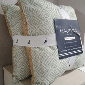 SET Nautica INDOOR OUTDOOR Pillows Patio WICKER NEW